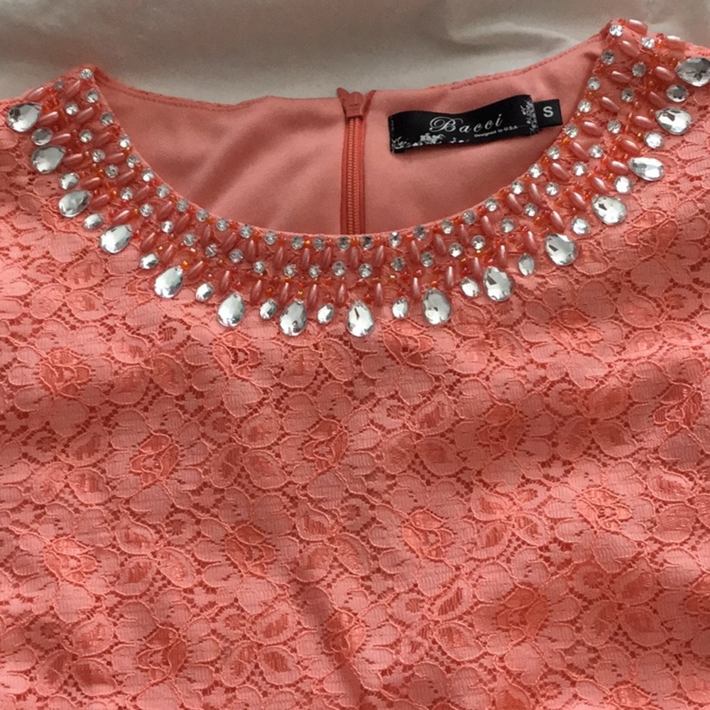 NWOT Beautiful Beaded & Jeweled Lace Shift Dress S